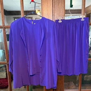 S.G.Sport 3 Piece Elegant Women's Purple Skirt Set size XL Jacket Cami and Skirt